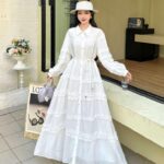 Tulin's white maxi dress - layered with ruffles and in white